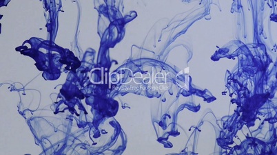 Transition blue color ink Dropped Into Water