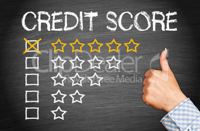 Positive Credit Score - five stars with thumb up