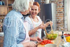 Women cooking together