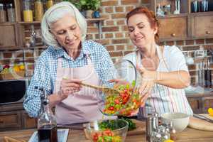 Women cooking together