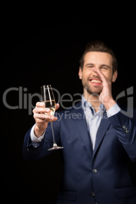 Young man celebrating