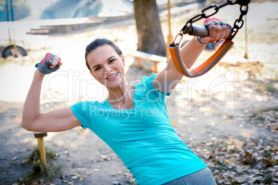 Woman showing her bicep