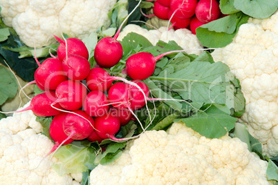 Radishes and cauliflower