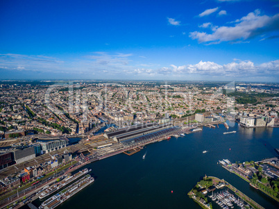 City aerial view over Amsterdam
