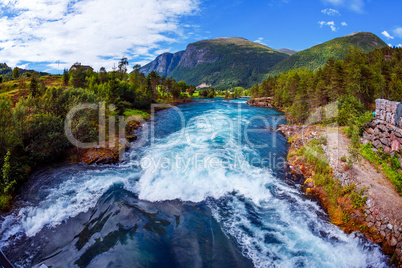 Beautiful Nature Norway Lovatnet lake.