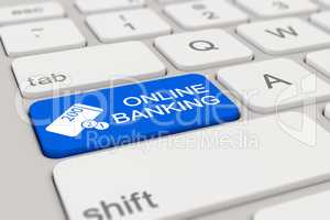 3d - keyboard - online banking - blue