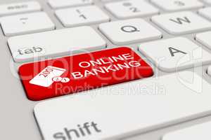 3d - keyboard - online banking - red