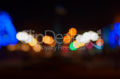Blurred Background night street with bright illumination