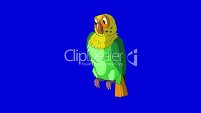 Green Parrot Turns. Classic Handmade Animation