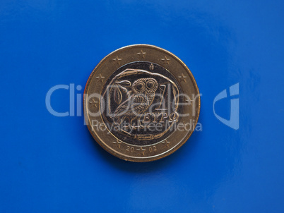 1 euro coin, European Union, Greece over blue