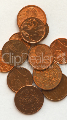 Euro coins 1 and 2 cents - vertical