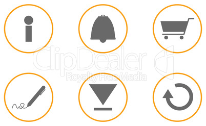 Sammlung von 6 Website Icons orange grau