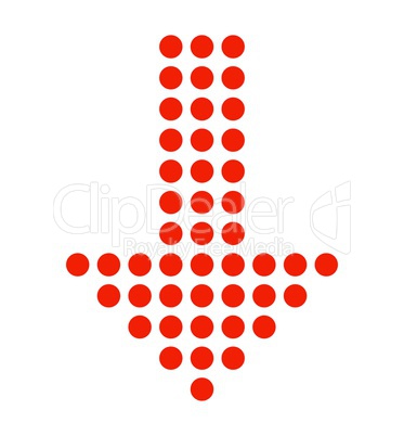 Isoliertes Pfeil Symbol aus roten Punkten