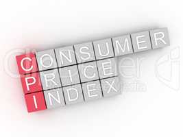 3d  CPI (Consumer Price Index) word cloud concept