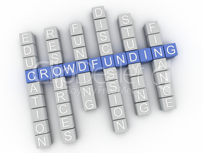 3d image Crowdfunding issues concept word cloud background