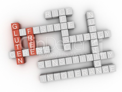 3d image Gluten Free issues concept word cloud background