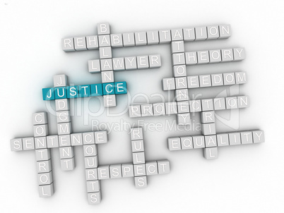 3d Justice word cloud concept