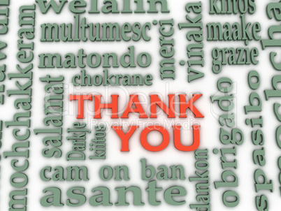 3d Thank You Word Cloud background, all languages