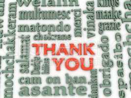 3d Thank You Word Cloud background, all languages