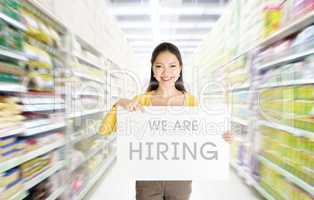 We are hiring sign board in department store