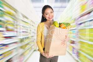 Buying groceries in market