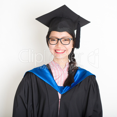 University student in graduation gown