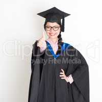 University student thumb up