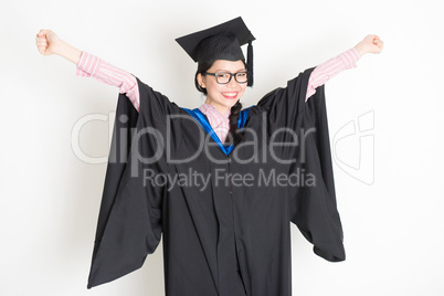 University student arms outstretched