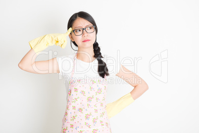 Cleaning lady thinking