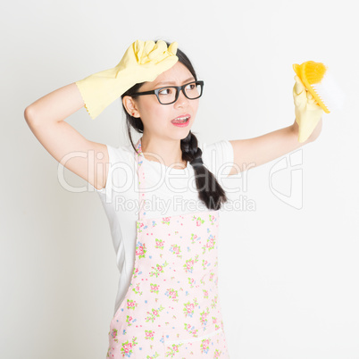 Young Woman Cleaning with brush