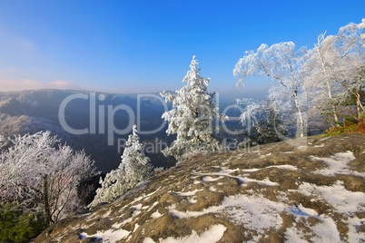 Elbsandsteingebirg,e Blick vom Teichstein - Elbe sandstone mountains in winter, Teichstein