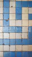 Blue and white mosaic floor background - vertical