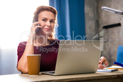 Woman using laptop