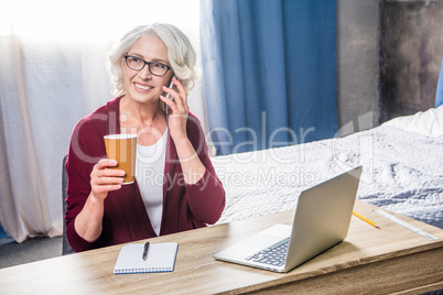 Woman talking on smartphone