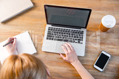 Woman using laptop