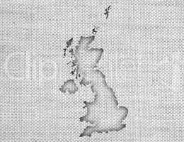 Karte von Großbritannien auf Leinen,
