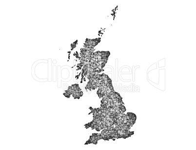 Karte von Großbritannien auf Mohn,