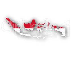 Karte und Fahne von Indonesien