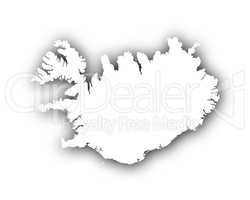 Karte von Island mit Schatten