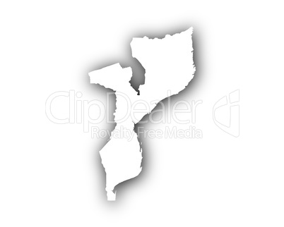Karte von Mosambik mit Schatten