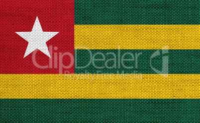 Fahne von Togo auf altem Leinen