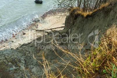 sea wave waves beat on the rocks, ravine, cliff