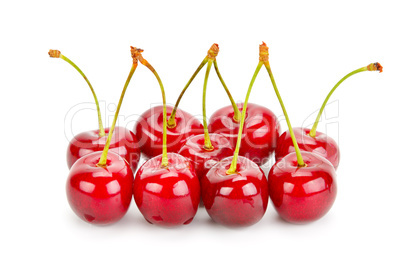 ripe cherries isolated on white background