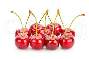 ripe cherries isolated on white background