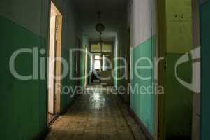 abandoned hostel hallway