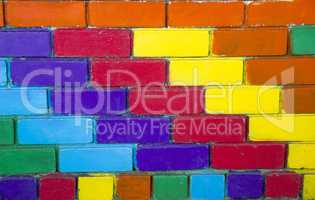 Rainbow brick wall
