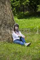 girl near the haystack
