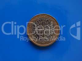 1 euro coin, European Union, France over blue