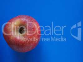 red apple fruit food over blue