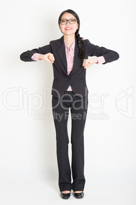 Asian businesswoman ready to jump